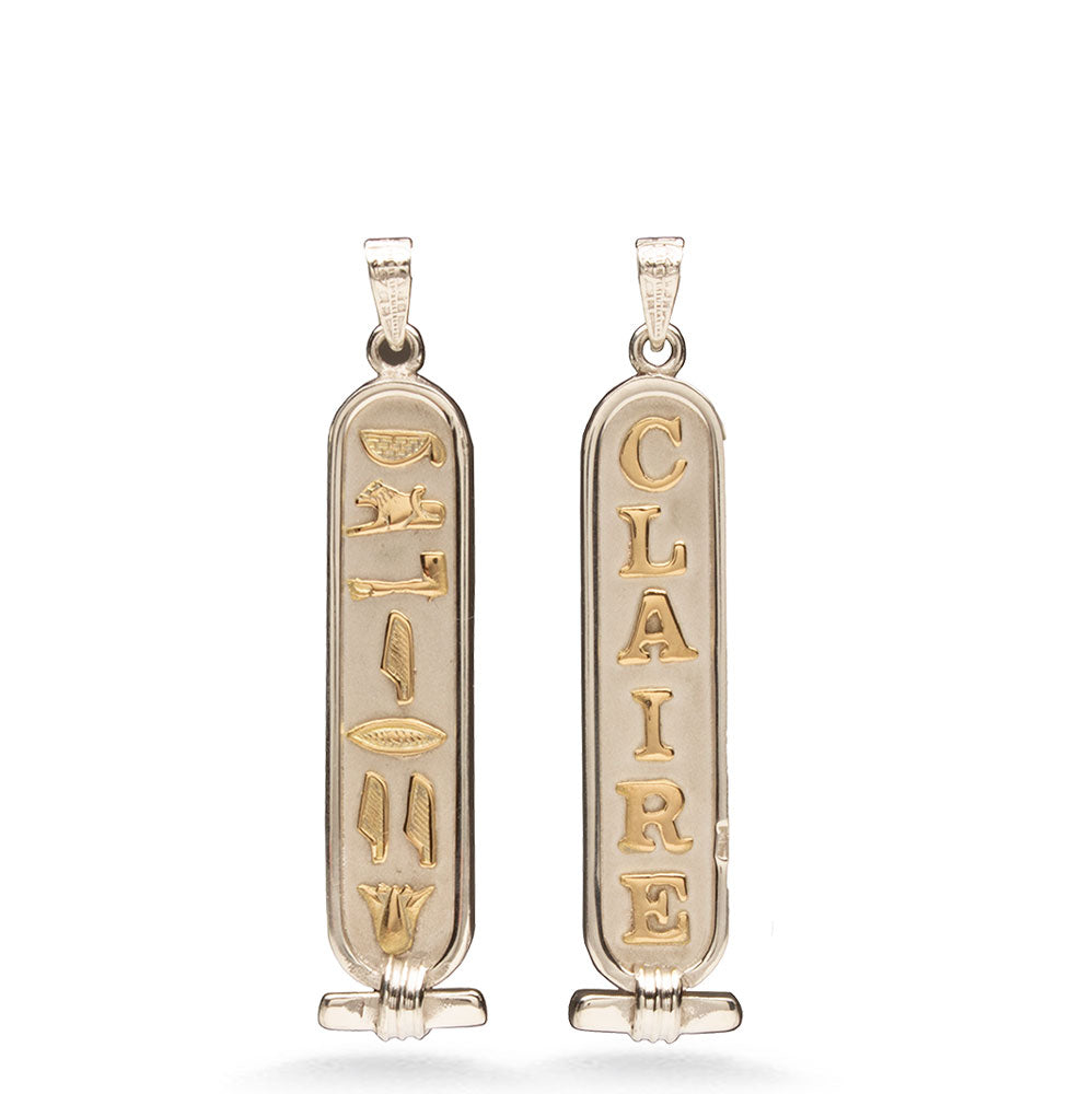 Personalized DOUBLE SIDED Cartouche (Gold or Silver) Pendant