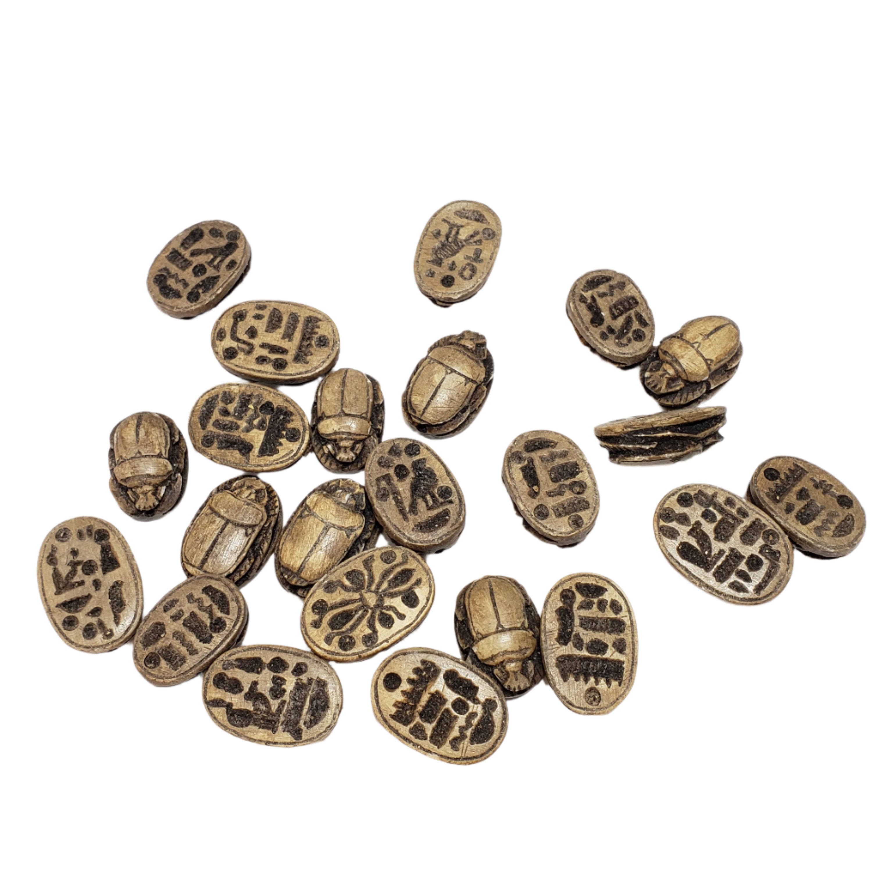 Egyptian Scarab Cabochon Set of 5 - Brown - Made in Egypt