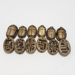 Egyptian Scarab Cabochon Set of 5 - Brown - Made in Egypt