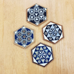 Ägyptische Holzuntersetzer mit Perlmutt-Intarsien – 4er-Set – Hergestellt in Ägypten