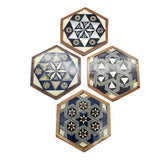 Egyptian Wooden Coasters with "Mother of Pearl" Inlaid - Set of 4 - Made in Egypt