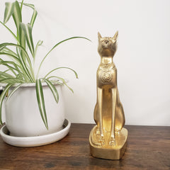 Egyptian Bastet Cat Statue - Gold - Made in Egypt
