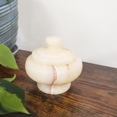 Egyptian Alabaster Jar with Removable Lid - 3.5" - Made in Egypt