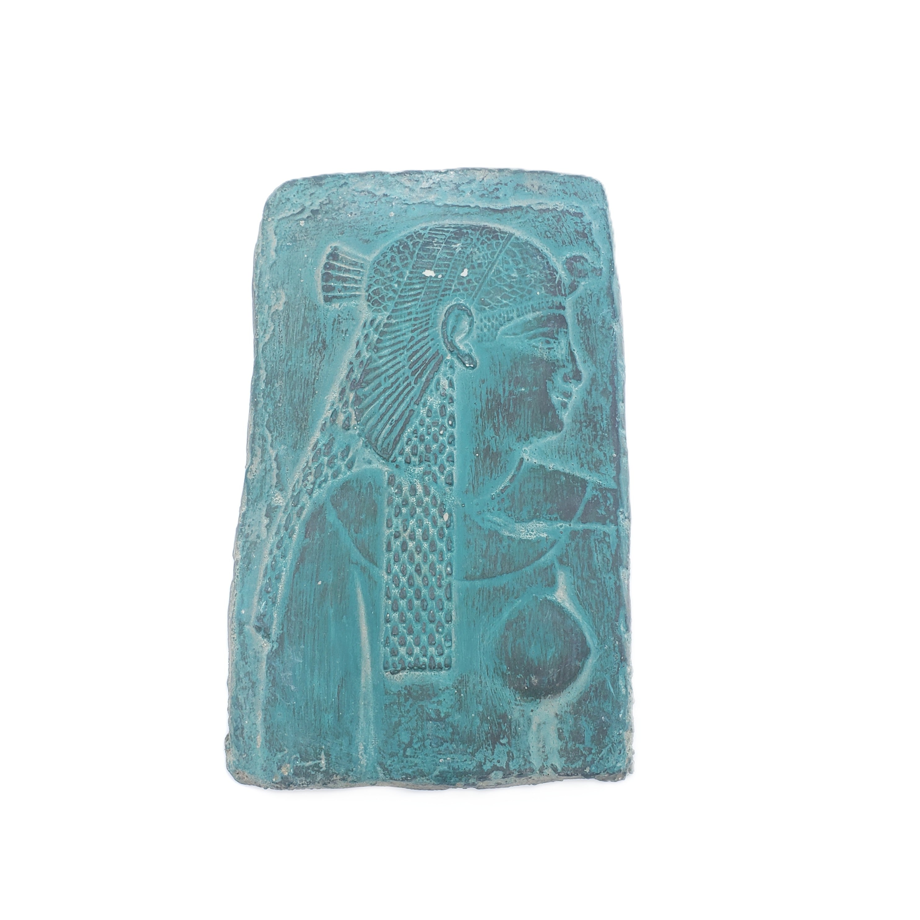 Cleopatra wall hanging with engraved figure on a white background