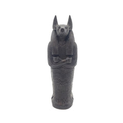 Statue of a Anubis in a sarcophagus on a white background