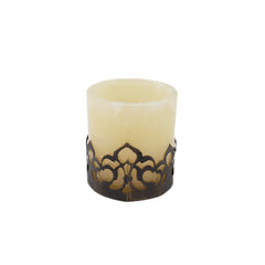 Egyptian Alabaster Votive Holder with Brass