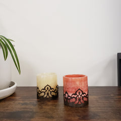 Egyptian Alabaster Votive Holder with Brass