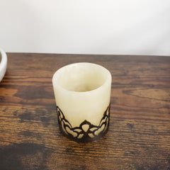 Egyptian Alabaster Votive Holder with Brass