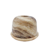 Marble-patterned candle holder on a white background