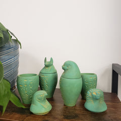 Egyptian Canopic Jar Set Patina - Made in Egypt