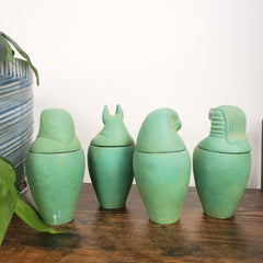 Egyptian Canopic Jar Set Patina - Made in Egypt