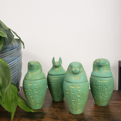 Egyptian Canopic Jar Set Patina - Made in Egypt