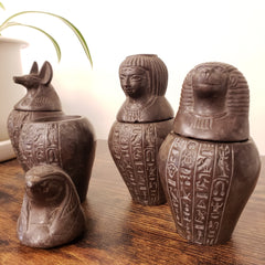 Egyptian Canopic Jar Set of 4 - Brown - Made in Egypt