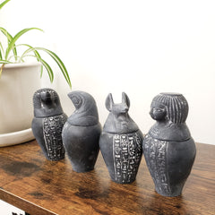 Egyptian Canopic Jar Set of 4 - Grey - Made in Egypt