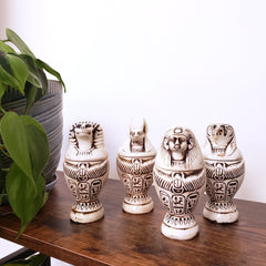 Egyptian Canopic Jar Set of 4 - Scarab Detail - Made in Egypt
