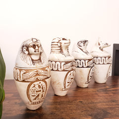 Egyptian Canopic Jar Set of 4 - Wadjet Detail - Made in Egypt