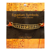 Egyptian Symbols Bracelet - Brass and Faux Leather