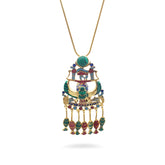 Decorative necklace with colorful pendant on a white background
