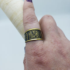 Egyptian Goddess Isis and Lotus Adjustable Brass Ring - Made in Egypt