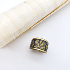 Egyptian Goddess Isis and Lotus Adjustable Brass Ring - Made in Egypt