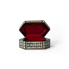 Egyptian Hexagon Wooden Jewelry Box with Mother of Pearl Inlay