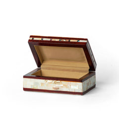 Rechteckige Schmuckschatulle aus ägyptischem weißem Holz mit Perlmutteinlage