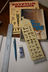 Wooden Hieroglyphic Stencil/Ruler - Egyptian Bastet Cat - 12"