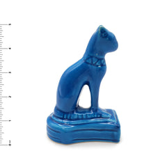 Egyptian Bastet Cat Statue Ceramic Blue - Made in Egypt