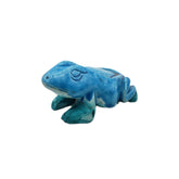 Blue ceramic frog on a white background
