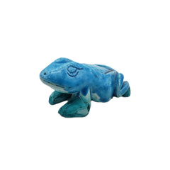 Blue ceramic frog on a white background