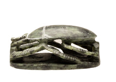 HAND-CARVED SOAPSTONE SCARAB NATURAL GREEN - 4"