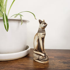 Egyptian Bastet Cat on Scarab Statue - Made in Egypt
