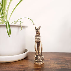 Egyptian Bastet Cat on Scarab Statue - Made in Egypt