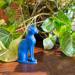 BASTET CAT BLUE WITH EARRING MED - 5.5"