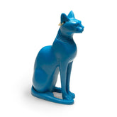 Egyptian Bastet Cat Statue - Blue with Earring - Made in Egypt