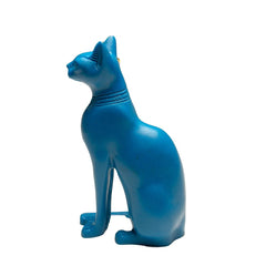 Egyptian Bastet Cat Statue - Blue with Earring - Made in Egypt
