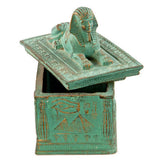 Decorative box with sphinx design on a white background