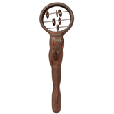 An ornate, hand-carved Egyptian-themed object, a decorative ceremonial tool, featuring a detailed Anubis figure and hieroglyphic engravings on a solid white background.