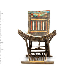 Decorative chair with a colorful backrest on a white background