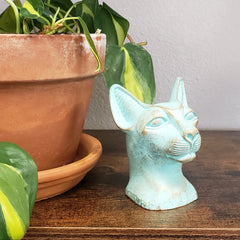 BASTET CAT BUST PATINA SM - 3.5"