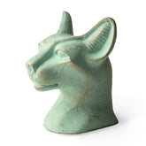 A statue of the Egyptian cat goddess Bastet with a patina finish, crafted from durable high-quality polymer resin.