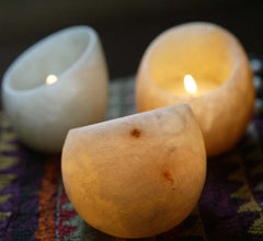 Egyptian Alabaster Votive Holder - 2.5"