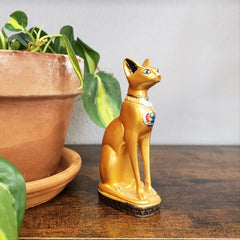 BASTET CAT ON SCARAB BROWN SM - 3.75"