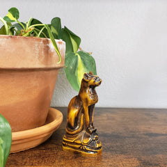 BASTET CAT ON SCARAB BROWN SM - 3.75"