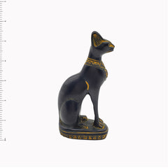 Egyptian Bastet Cat Statue Small - Antique Gold - Made in Egypt