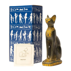 Egyptian Bastet Cat Statue Small - Antique Gold - Made in Egypt