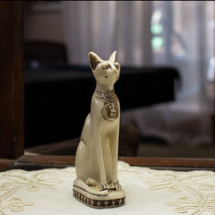 Egyptian Bastet Cat Statue Small - White - Made in Egypt