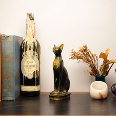 Egyptian Bastet Cat Statue Medium - Antique Gold - Made in Egypt