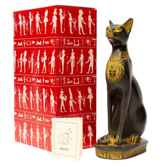 Egyptian Bastet Cat Statue Medium - Antique Gold - Made in Egypt