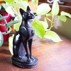 Egyptian Bastet Cat Statue Medium - Black - Made in Egypt